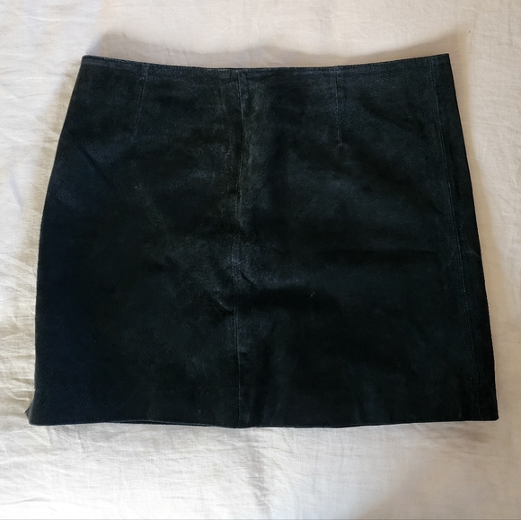 Vintage Genuine Suede Leather Mini Skirt - Picture 2 of 4